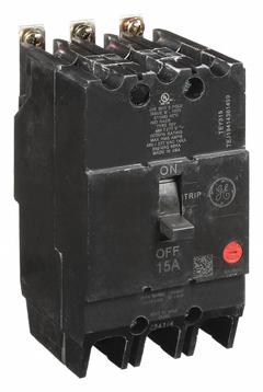 GE Molded Case Circuit Breaker: 15 A Amps, 14kA at 277/480V AC, Fixed, Lug, ABC (MPN TEY315). Key specifications — Series: TEY; Max. AIR Rating: 14kA at 277/480V AC; Instantaneous Trip: Fixed; Terminal Connection: Lug; Phase Connection: ABC.