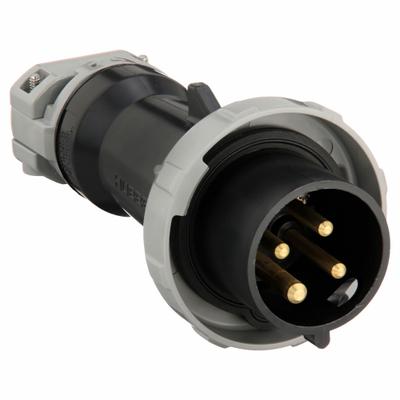 HUBBELL Pin and Sleeve Plug: Black, 600V AC, Three Phase, 30 A, 3 Pole, 4 Wire - Watertight Plugs
