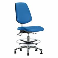 ESD Task Chair: Vinyl, Armless, Ht Range 21 1/2 in to 29 in, 18 1/2 in Seat Wd, 17 in Seat Dp, Blue (MPN BR-ESD-VMBCH-MB-CR-T0-A0-CF-EG-ESDBLU). Key specifications — Foot Support: Yes; Back Tilt Backward: 13.5°; Back Tilt Forward: 10.5°; Base Material: Aluminum; Brand: APPROVED VENDOR; Product Type: ESD Task Chair; ESD-Safe: ESD-Safe.