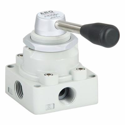 ARO Manual Air Control Valve: MaxAir, Four-Way / Two-Position, Lever, Black - ARO MaxAir Series Manual Air Control Valves