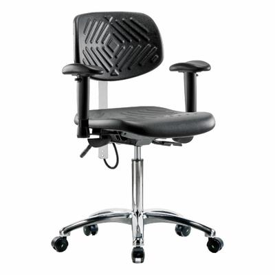 APPROVED VENDOR Task Chair: Polyurethane, Arms Included, Ht Range 20 1/4 in to 28 in, 16 in Seat Wd - Polyurethane ESD & Cleanroom Chairs