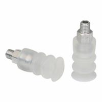 SCHMALZ Vacuum Pad Assembly: Multi-Bellows, 2.5 Folds, M5 Vacuum Port, 13 mm Pad Dia, Clear, 55 A (MPN 10.01.06.00566). Key specifications — attr1019136: 10.01.06.00566; attr1019138: SCHMALZ; attr1019139: 55 A.