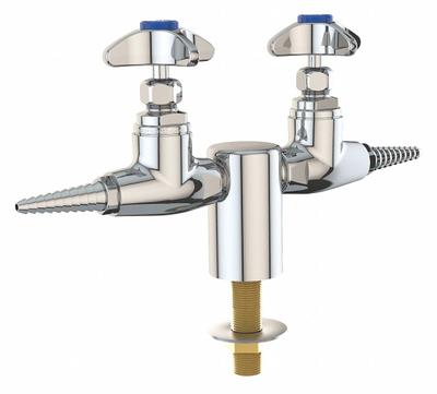 INSTOCK Needle Valve: Needle Valve, Threaded Shank, 2 Handles, 2 Outlets, Cross - Laboratory Turrets & Valves