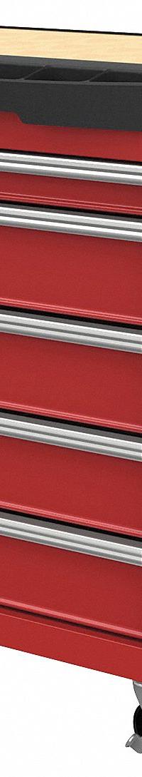 WESTWARD Rolling Tool Cabinet: Red / Red Drawer, 34 5/16 in W x 19 1/2 in D x 39 3/8 in H, 5 Drawers (MPN 31CE53). Key specifications — Brand: WESTWARD.