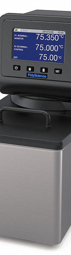 POLYSCIENCE Circulator: 6 L Capacity, 150°C Max Temp, Stainless Steel, +/-0.005°C, Touch-Screen (MPN AP06S150-L11B). Key specifications — Display Type: Touch-Screen; Heated or Refrigerated: Heated; Brand: POLYSCIENCE; Interior Material: Stainless Steel; Programmable: Yes; Temperature Accuracy Tolerance: +/-0.005°C; Voltage: 120V AC.