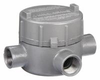 Conduit Outlet Body: Aluminum, GE, 1/2 in Trade Size, X Body, 19 cu in Body Capacity (MPN GECXT-1). Key specifications — Series: For Standard Body; Compatible Conduit Trade Size: 1/2 in; Thread Gender: Female; Hub Style: Threaded; Cover Included: Yes; Body Style: X; Connection Type: Threaded; Back Type: Flat.