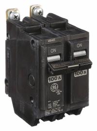 GE Miniature Circuit Breaker: THQB, 100 A, 120/240V AC, Single Phase, 10kA at 120/240V AC, Std (MPN THQB21100). Key specifications — attr195972: 100 A; attr195973: 120/240V AC; attr195974: Single; attr195975: 10kA at 120/240V AC; attr195976: Lighting Panels.