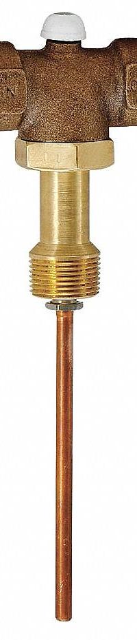 WATTS Automatic Temperature Gas Shutoff Valve: MNPT x FNPT, 3/4 in x 1/2 in Connection Size, Bronze (MPN LFL210-5-M2). Key specifications — Brand: WATTS; Body Material: Bronze.