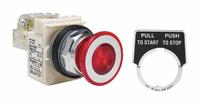 SCHNEIDER Mushroom Head Push Button: Illuminated, Mushroom Head Profile, Non-Metallic, 30 mm, SPDT (MPN 9001KR9P38RH13). Key specifications — Brand: SCHNEIDER; Action: Maintained; Series: 9001K; Push Button Material Type: Non-Metallic.