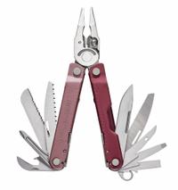 LEATHERMAN Multi Tool Plier: Multi-Tool Plier, 17 Tools, 17 Functions, 4 in Closed Lg, Fold Open (MPN 833342). Key specifications — attr15951: LEATHERMAN; attr15966: Tool Only; attr10312: Heathered Cranberry; attr15960: Phillips Screwdriver; attr15963: Stainless Steel; attr15971: Multi-Tool Plier; attr15972: Bottle Opener; attr15977: Fold Open.