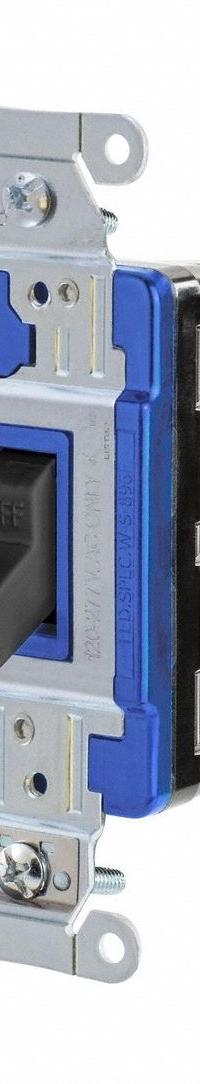 HUBBELL Wall Switch: Toggle Switch, 3-Way, Maintained, Black, 120/277V AC, 15 A (MPN HBL1203STBK). Key specifications — Illuminated: No; Voltage Rating: 120/277V AC.