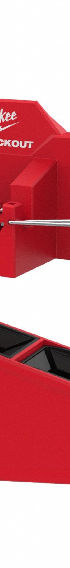 MILWAUKEE PACKOUT Tool Box Long Tool Holder: 6 3/4 in W x 14 in H x 6 1/4 in L, Red (MPN 48-22-8607). Key specifications — attr1120120: Impact-Resistant; attr1120130: MILWAUKEE; attr1120217: Polycarbonate; attr1120218: Red; attr1126375: Rolling Tool Boxes.