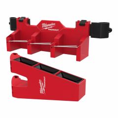 MILWAUKEE PACKOUT Tool Box Long Tool Holder: 6 3/4 in W x 14 in H x 6 1/4 in L, Red (MPN 48-22-8607). Key specifications — attr1120120: Impact-Resistant; attr1120130: MILWAUKEE; attr1120217: Polycarbonate; attr1120218: Red; attr1126375: Rolling Tool Boxes.
