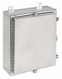 WIEGMANN Enclosure: 304 Stainless Steel, 20 in x 16 in x 6 in, NEMA 12/13/3R/4/4X, Solid Cover, Wall (MPN SSN4201606). Key specifications — Brand: WIEGMANN; Closure Method: Clamps; Enclosure Material: 304 Stainless Steel; Knockouts: Not Included.