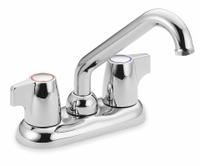 MOEN Low Arc Laundry Sink Faucet: Deck, Brass, Chrome, 2.2 gpm Flow Rate, Double Bend (MPN 74998). Key specifications — Color/Finish: Chrome.