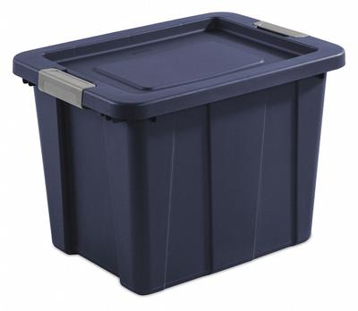 STERILITE Storage Tote: 18 gal, 23 in x 17 1/4 in x 16 5/8 in, Dark Blue Body, Dark Blue Lid - Colored Totes with Latch-On Lids