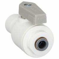 PARKER Manual Two-Way Ball Valve: 3/8 in, Polypropylene, Straight, Push x Push, One-Piece, Lever (MPN LFPP6MVUC6M). Key specifications — Brand: PARKER; Handle: Lever.