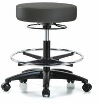 ESD Cleanroom Stool: Vinyl, Ht Range 20 1/2 in to 28 in, 17 in Seat Wd, 17 in Seat Dp, 5 Glides (MPN GRVMBSO-RG-CF-RC-8605). Key specifications — Brand: APPROVED VENDOR; Foot Support: Yes; Base Material: Fiberglass; Number of Casters: 0.