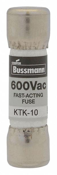 BUSSMANN Fuse: KTK Series, Midget, Fast-Acting, 500 mA, 600 V AC, 13/32 in x 1 1/2 in (MPN KTK-1/2). Key specifications — attr1287209: KTK; attr211192: BUSSMANN.