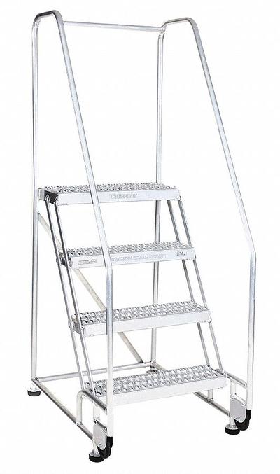 COTTERMAN Rolling Ladder: 2.5 ft Platform Ht, Assembled, Aluminum - Aluminum Easy Tilt-&-Roll Ladders