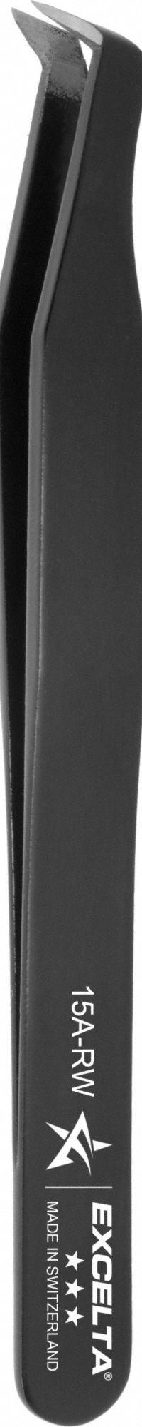 EXCELTA Tweezers: Carbon Steel, Round, Relieved Tip (MPN 15A-RW). Key specifications — attr1002355: Carbon Steel; attr1002345: EXCELTA; attr1002348: Carbon Steel; attr1002358: Smooth; attr1002361: 15A-RW; attr1024781: Standard.