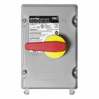 LEVITON Disconnect Switch: Non-Fusible, 100 A, Single or Three Phase, 600V AC, Non-Metallic (MPN LDS10-AX). Key specifications — attr867146: 13; attr867131: LEVITON.