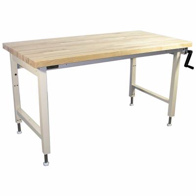 PRO-LINE Ergonomic Work Bench: Adj Ht, Maple, 60 in x 30 in, 750 lb Overall Load Capacity - Open-Base Workstations