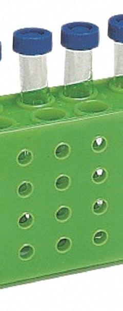 Tube Rack: 2 1/8 in Overall Wd, 3 3/4 in Overall Ht, 6 7/8 in Overall Lg, Polypropylene, Green (MPN HS29022C). Key specifications — Material: Polypropylene; Mounting Location: Benchtop; Color: Green; Product Type: Test Tube Rack; Total Holding Capacity: (32) Wells 1.5/2.0 mL Tubes; Brand: HEATHROW SCIENTIFIC.