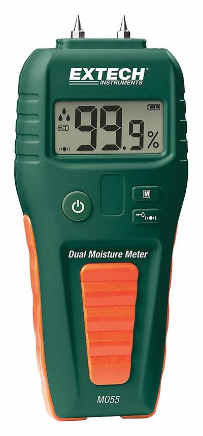 EXTECH Moisture Meter: Digital, LCD, Pin/Pinless, (2) Pins - Pin/Pinless Moisture Meters