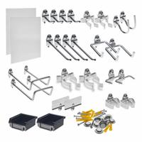 TRITON PRODUCTS Pegboard Panel Kit: Round, 1/8 in Peg Hole Size, 22 in x 18 in x 1/8 in, White (MPN 990-S). Key specifications — Material: Polypropylene; Peg Hole Shape: Round; Includes: (2) Large Standard Spring Clips; Color: White; Brand: TRITON PRODUCTS.