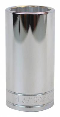 SK PROFESSIONAL TOOLS Socket: SAE, 1/2 in Drive Size, 1 3/16 in Socket Size, 12-Point, Deep, Chrome (MPN 40838). Key specifications — attr1204417: SK PROFESSIONAL TOOLS; attr1204392: Chrome.
