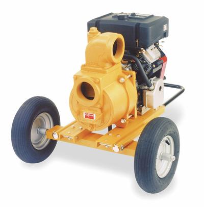 Dayton Engine Driven Pump: 13 hp, 4 in MNPT, 4 in MNPT, 505 gpm Flow Rate @ 20 Ft. of Head - Engine-Driven Trash Pumps w/ Wheels