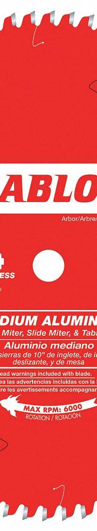 DIABLO Circular Saw Blade: 10 in Blade Dia., 80 Teeth, 0.09 in Cut Wd, 5/8 in Arbor Size, Carbide (MPN D1080N). Key specifications — attr1116119: DIABLO; attr1145631: Non-Ferrous Metals.