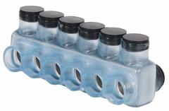 POLARIS Multitap Connector: 6 Port, Double-Sided Entry, 6 AWG – 350 kcmil Wire Size, Clear (MPN IPLD350-6CB). Key specifications — Body Material: Aluminum; Brand: POLARIS.