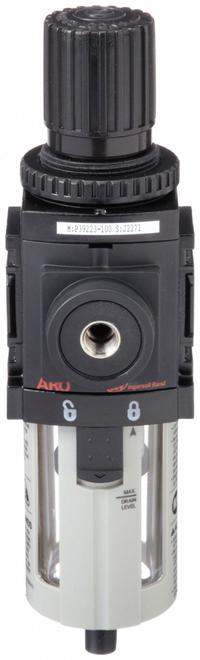 ARO Filter-Regulator: 1500 Series, 1/4 in NPT, 72 cfm, 0.3 micron, 0 psi to 140 psi, Manual Drain (MPN P39223-100). Key specifications — attr109419: ARO; attr109429: Aluminum; attr109463: No; attr109468: 1500.