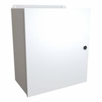 HAMMOND Electrical Enclosure: Steel, 16 in x 14 in x 8 in, NEMA 12/13/3R/4, w/Panel, Solid Cover (MPN EJ16148LG). Key specifications — Closure Method: Latches; Brand: HAMMOND; Knockouts: Not Included.