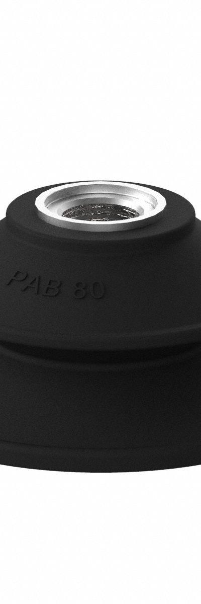 PIAB Vacuum Pad: Bellows, w/o Adapter, 80 mm Pad Dia, Nitrile/PVC, Black, 60A - Bellows Type Automotive Industry Vacuum Pad Assemblies