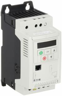 EATON Variable Frequency Drive: In Phase Single, Out Phase Single, 1 hp, 7 A Output Current - Max (MPN DC1-S27D0NN-A20CE1). Key specifications — Style: Compact; Color: White; Output Phase: Single.