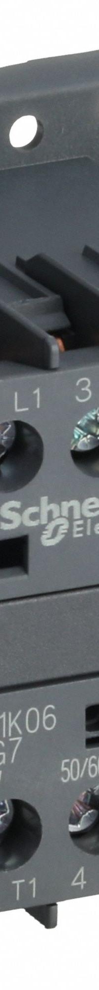 SCHNEIDER Miniature IEC Magnetic Contactor: Non-Reversing, 3 Poles, 3NO Contacts, 6 A, 120V AC Coil (MPN LC1K0610G7). Key specifications — attr945107: SCHNEIDER; attr972381: No.