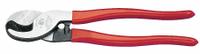 KLEIN TOOLS High Leverage Cable Cutter: Steel Handle, Shear, For 24 AWG Max Dia Data Cable (MPN 63050). Key specifications — attr324789: KLEIN TOOLS; attr308384: Shear; attr308389: Steel; attr308391: 4/0 AWG (Aluminum), 2/0 AWG (Soft Copper), 24 AWG Communications Cable.