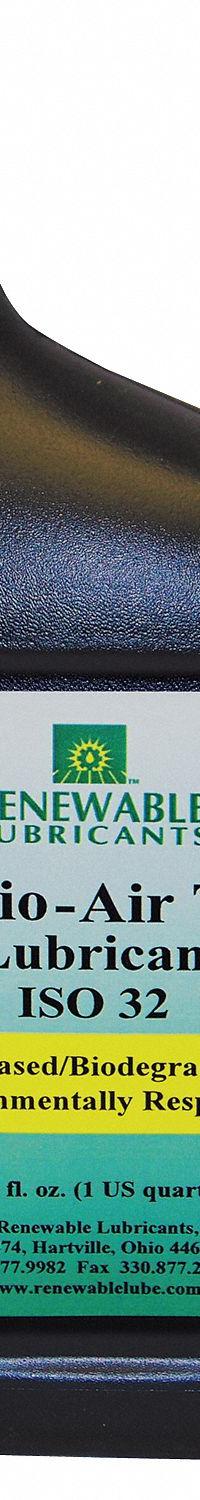 RENEWABLE LUBRICANTS Air Tool Oil: Synthetic, -22°F Min. Op Temp., 250°F Max. Op Temp., Bottle (MPN 83111). Key specifications — attr1321222: Synthetic; attr1321227: 203; attr1321244: RENEWABLE LUBRICANTS; attr1321245: Bottle.