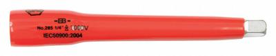 WIHA Socket Extension: 1/4 in Input Drive Size, 1/4 in Output Drive Size, 100 mm Overall Lg - Insulated Hand Socket Extensions