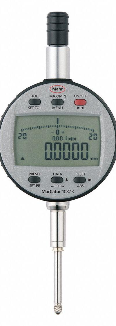 MAHR Digital Indicator: 0 in to 1 in /0.001 mm to 25 mm - Digital Indicators with Removable Flat Back