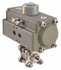 DYNAQUIP CONTROLS Pneumatically Actuated Two-Way Ball Valve: 1/4 in, Stainless Steel, FNPT x FNPT (MPN P3S21AJSR05210A). Key specifications — Brand: DYNAQUIP CONTROLS; Pilot Solenoid Voltage: 115V AC.