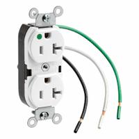 LEVITON Duplex Receptacle/Oultet, 20 Amp: Hospital Grade, Duplex, 5-20R, White, 125V AC, 20 A (MPN 8300-LW)