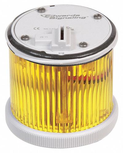 EDWARDS SIGNALING Tower Light Module: Steady, 240V AC/240V DC, Yellow, 70 mm Overall Dia - Steady Light Modules