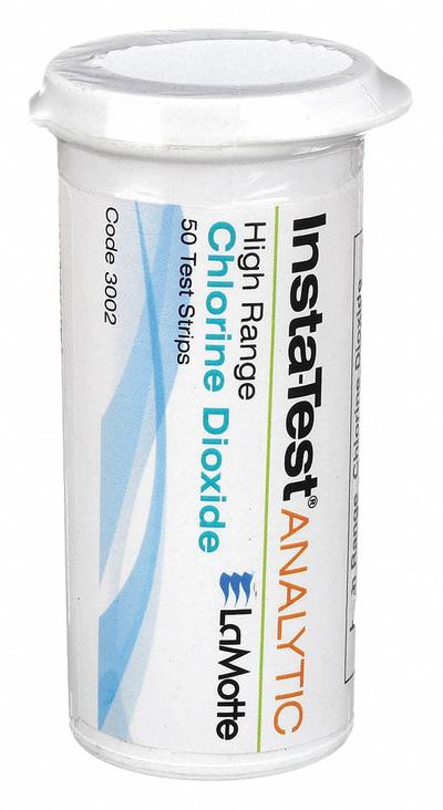 LAMOTTE Test Strips: Chlorine Dioxide, 0 to 500 ppm Chlorine Dioxide, Strip - Single-Parameter Test Strips
