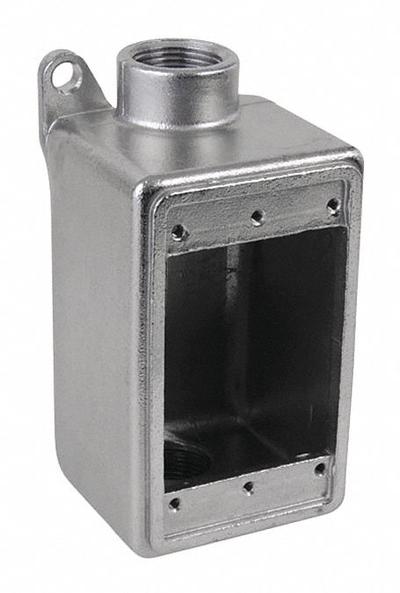 CALBRITE Electrical Box: Stainless Steel, Rectangular, 1 Gangs, 1 in Hub Size - Stainless Steel Weatherproof Electrical Boxes