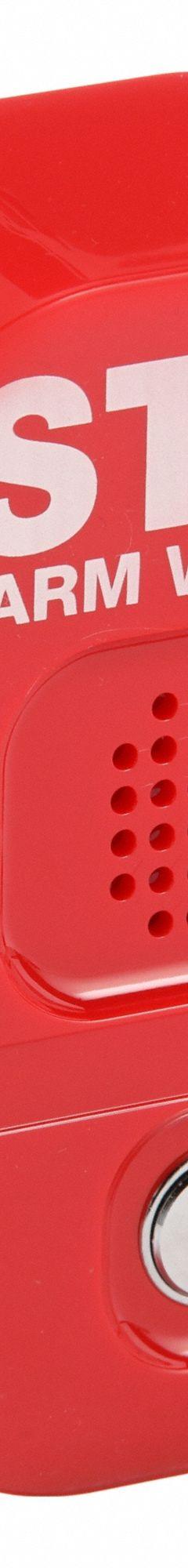 SAFETY TECHNOLOGY INTERNATIONAL Exit Door Alarm: 9 V DC, Key Lock, Red, Polycarbonate, Horn (MPN STI-6400). Key specifications — Power Source: Battery; Brand: SAFETY TECHNOLOGY INTERNATIONAL; Cylinder Type: Key Lock; Sound Type: Horn; Alarm Body Color: Red; Alarm Body Material: Polycarbonate.