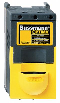 BUSSMANN Fuse Block: Finger-Safe, 3 Pole, 600 V AC, DIN Rail/Panel Mounting, Screw Termination (MPN OPM-1038SW). Key specifications — Brand: BUSSMANN.
